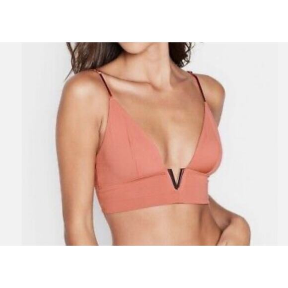 Victorias Secret Very Sexy Illusions Long Line Bralette Gold V Hardware Bra Sz M - Picture 1 of 5